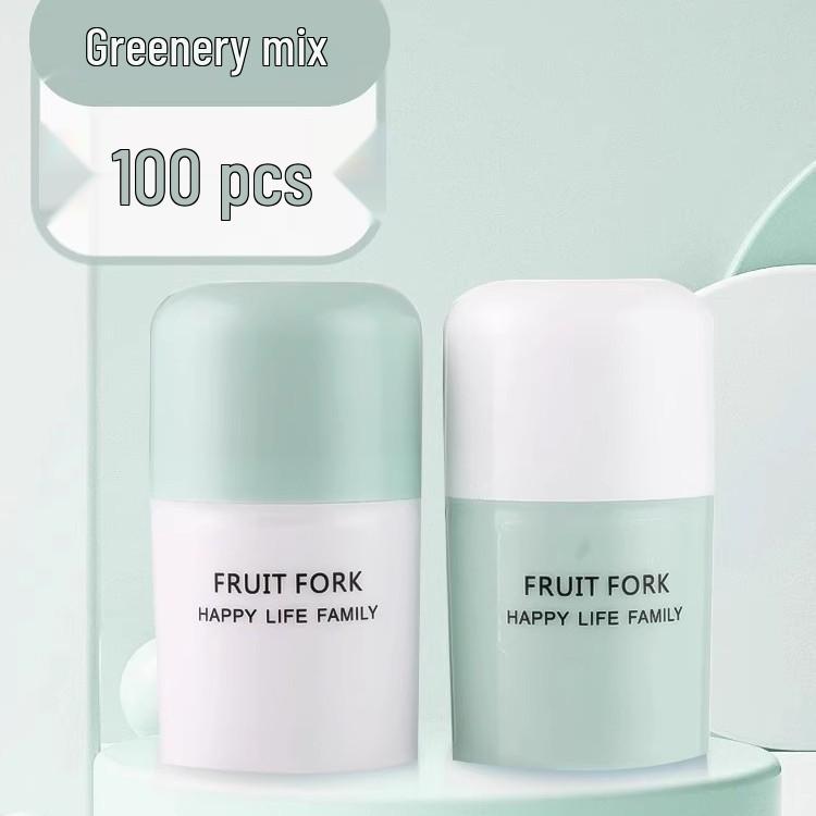 **36-Piece Disposable Plastic Fruit Forks Set** - Two-Pronged Household Fruit Picks