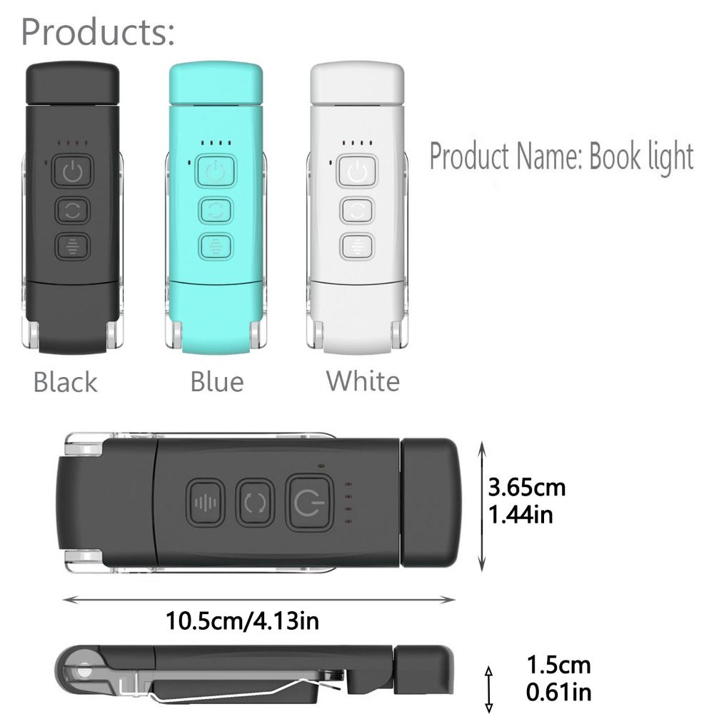 USB Rechargeable LED Reading Light Clip-on Read Lamp Compact Bookmark Night Light  Bedroom
