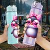 1PC Cute Pink Penguin 750ml Color Plastic Sports Water Bottle Leakproof Flip Straw Lid Suitable for Sports Office Home Use
