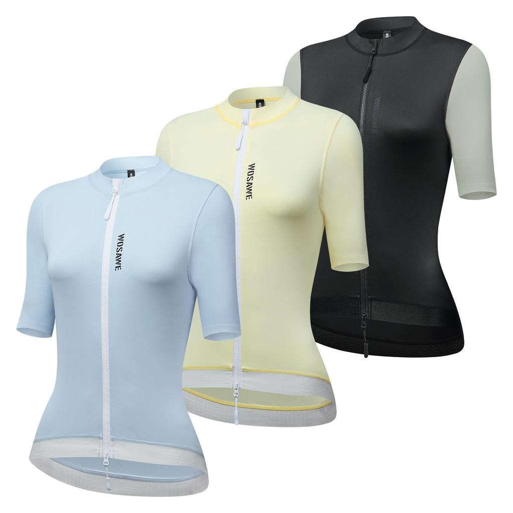 Wosawe Women's Mountain Bike Sports Fitness Simple Slim Quick Dry Breathable Cycling Short Sleeve Top