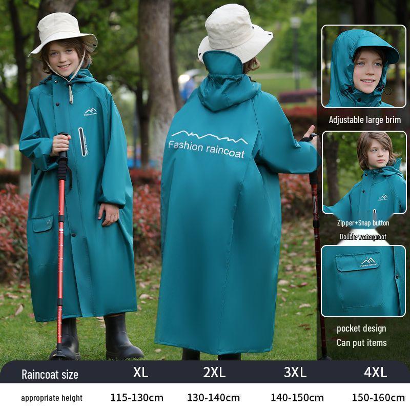 Kids' Full-Length Raincoat with Backpack Space - Heavy Rain Protection for Primary School Girls & Boys, Durable Oxford Cloth