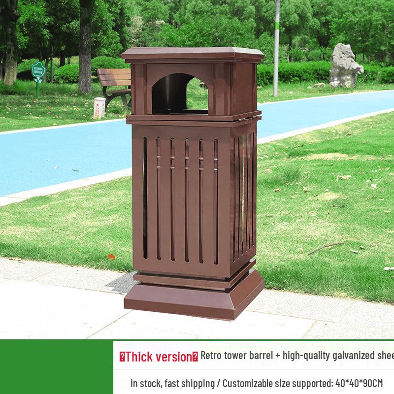Outdoor Stainless Steel Retro Sorting Trash Can