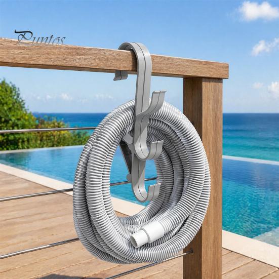 Swimming Pool Maintenance Tool Hanger Poolside Pole Hanger, with 3 Hook Configuration, Weather Resistant Management System Organizer, for Telescoping