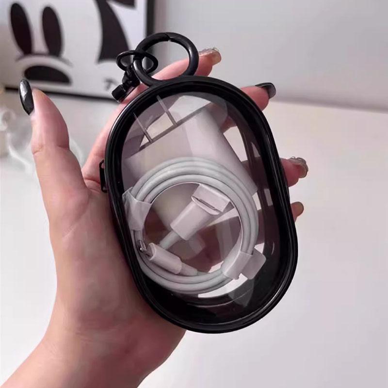 Portable Transparent Zipper Storage Bag, Data Cable Organizer Bag, PVC Charger Line Storage Pouch, Multi-Function Earphon