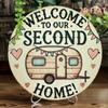 Vintage Camper Wall Art Metal Sign Garage Decor Heart Bunting Illustration