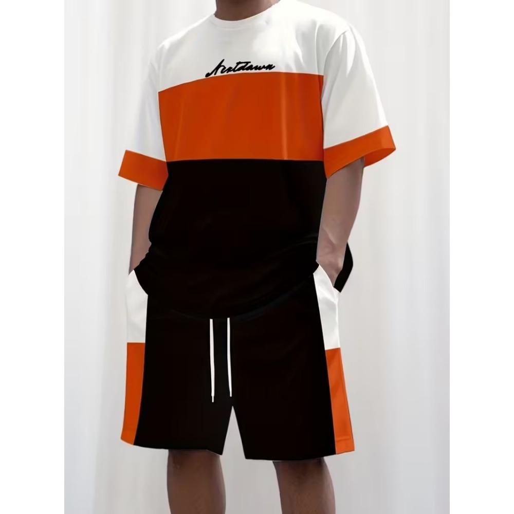New King Crown Printed T-shirt and Shorts 2-piece Set for Men's Sports Short Sleeves and Shorts Outdoor Street Men's Wear