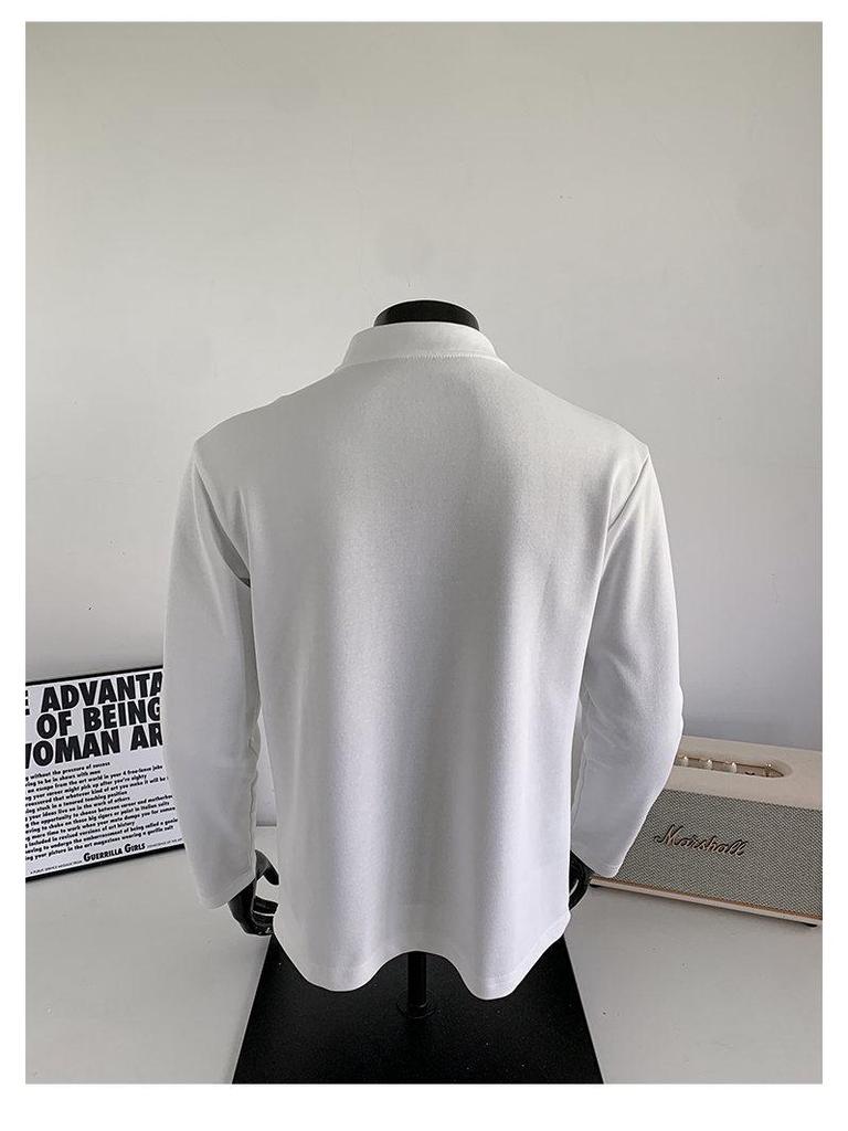 Men's Long Sleeve American Polo Henley Shirt - Spring/Autumn Trendy Cleanfit Base Layer Sweatshirt