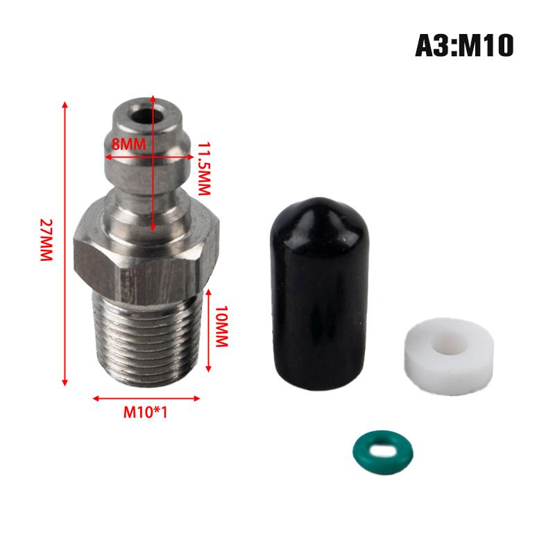 Stainless Steel Quick Connect Coupler Male Plug with Check Valve - M10x1 Thread & 1/8" NPT Port for 8mm Tube Air Hose Fitting