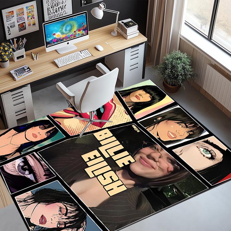 Billie Eilish Pattern Rug, Indoor/Outdoor Mat, for Picnic, Gameroom, Bedroom, Office, Living Room, Home Decor Carpet, Birthday Gift