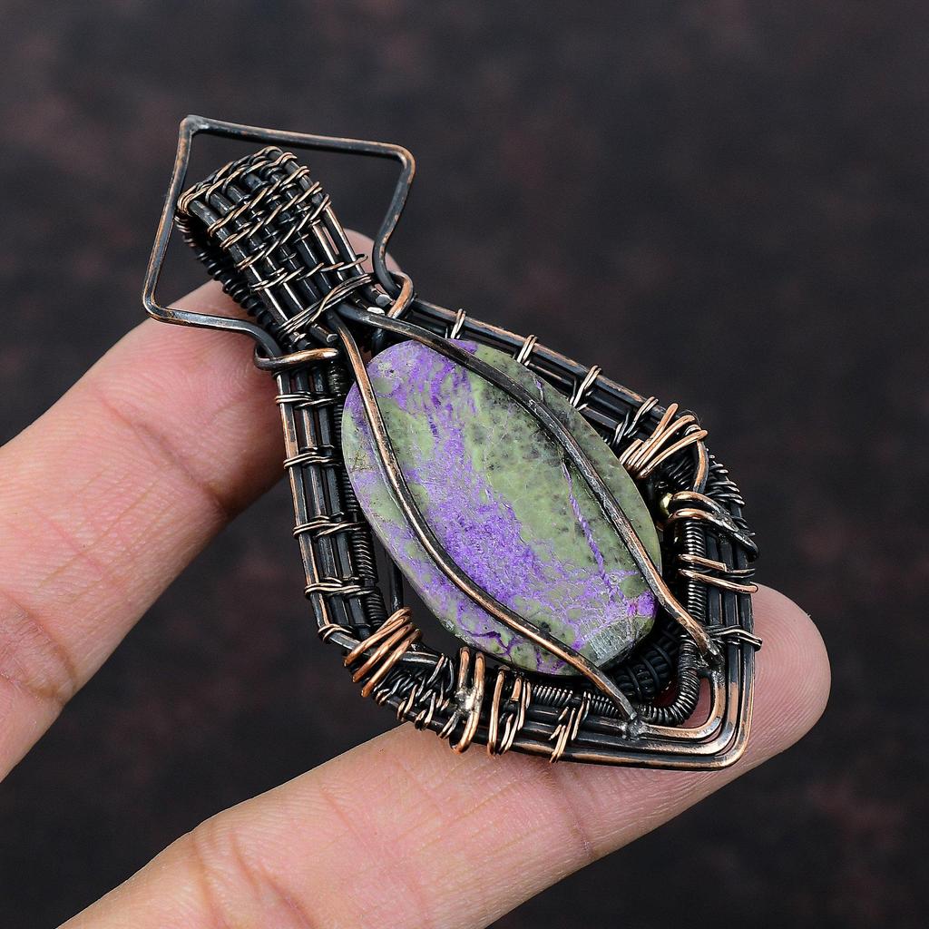 Purpurite Copper Pendant Copper Wire Wrapped Jewelry Handmade Pendant Wire Wrapped Pendant Real Gemstone Jewelry Gift For Mom Unique Pendant
