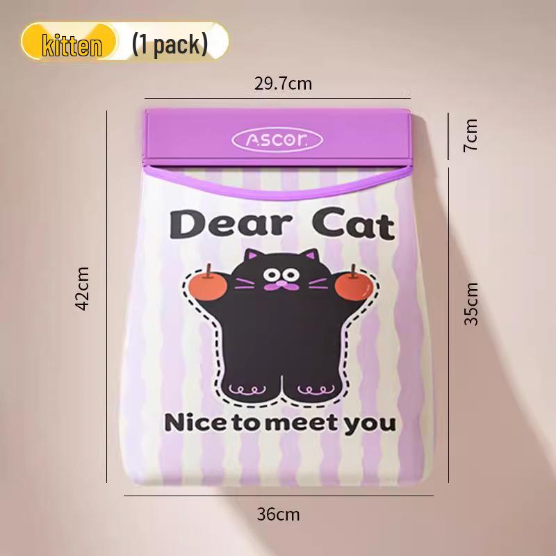 Wall-Mounted Cartoon Velcro Storage Bag for Kitchen Trash Bags