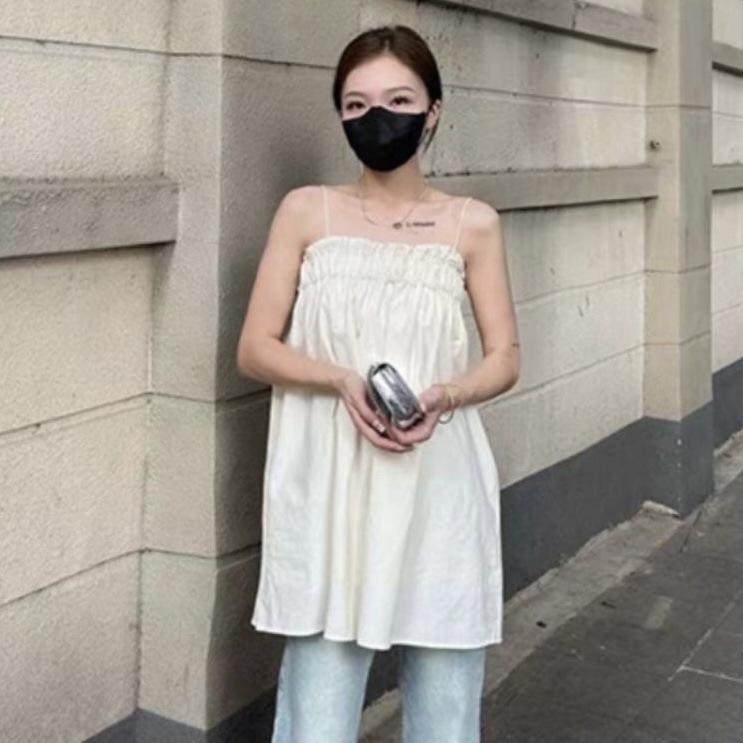 Summer new small man wear sleeveless suspender top women's clothing American black ins trendy small vest outside