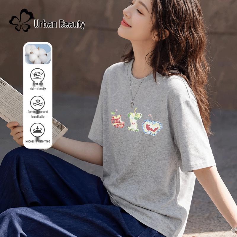 Women s Loose Pure Cotton Short Sleeve T-Shirt S