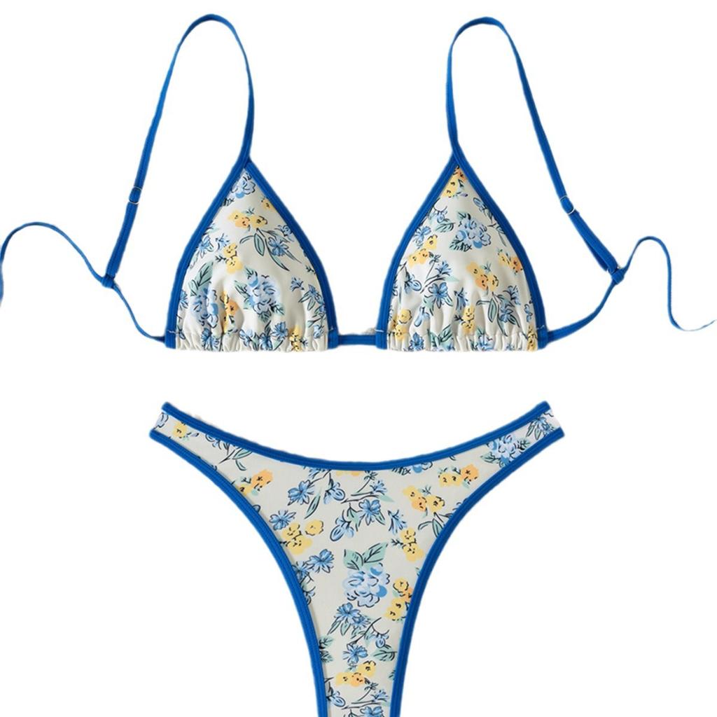 Small Floral Triangle Sexy Bikini Two Piece Set Elegant Women Swimwear