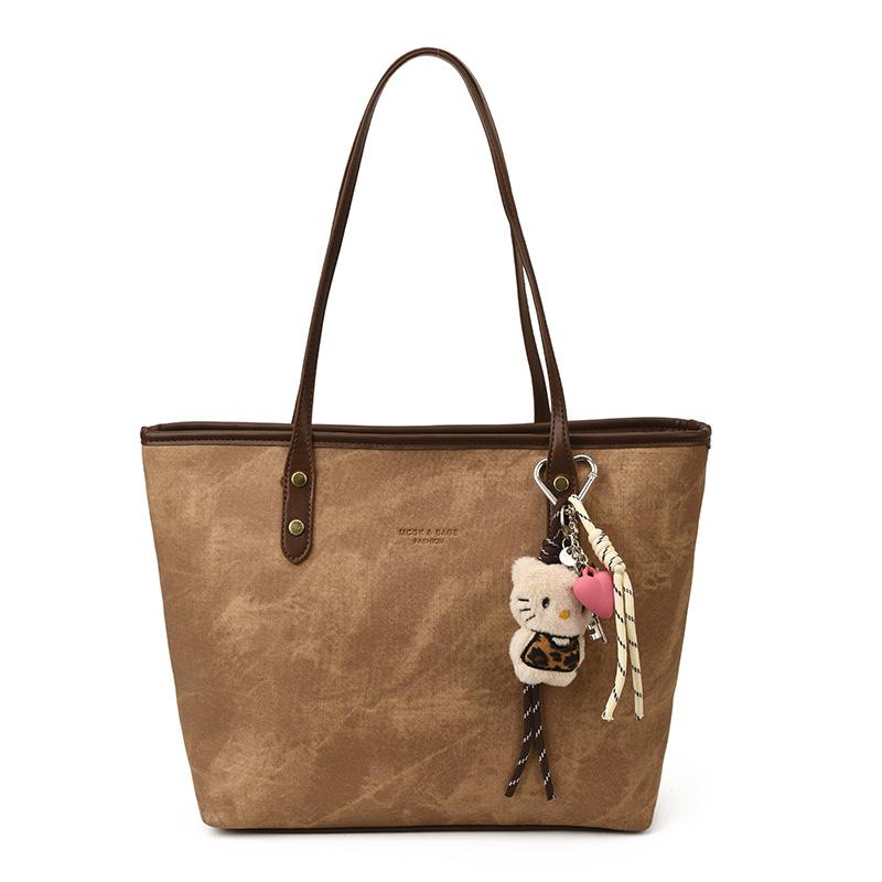 Large Capacity Denim Shoulder Bag Commuter Bag Women'S New Spring Versatile College Student Class Tote Bag