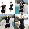 Summer Pool Dress With Collared Splicing Pattern For Beach Vacation And Yoga Practice