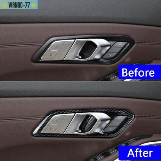 For BMW 3 Series G20  Interior Door Handles Frame Carbon Fiber Color Decor