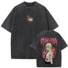 Vintage Washed Anime Chainsaw Man Makima Merch T-shirt Men Women Manga Casual Oversized T Shirt Male Retro High Quality T-shirts