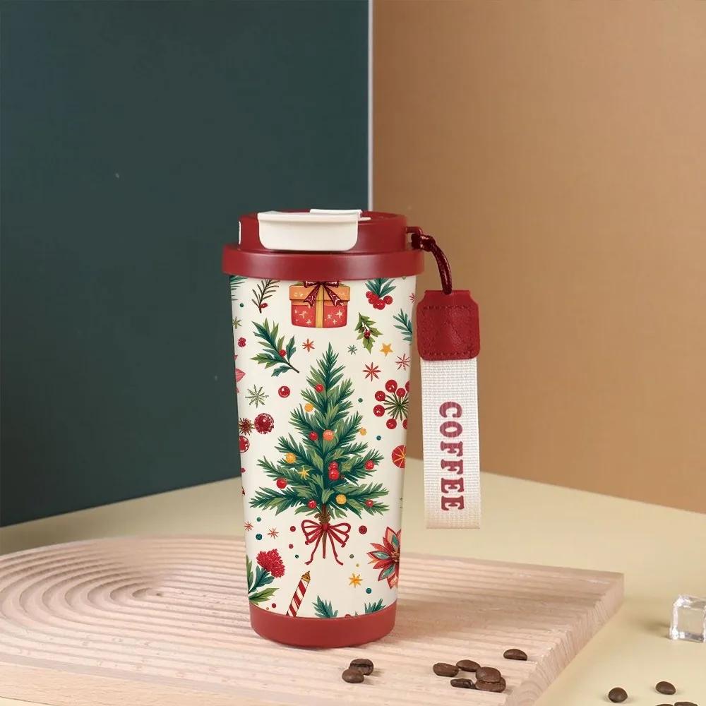 

530ml christmas insulated stainless steel coffee tumbler, 316 vacuum thermal cup, portable xmas gift mug for hot and cold drinks 530ml