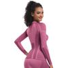 New Seamless Knitted Long Fitting High Elasticity Ski Suit Long Sleeved Sports Running Fitness Yoga Suit Top