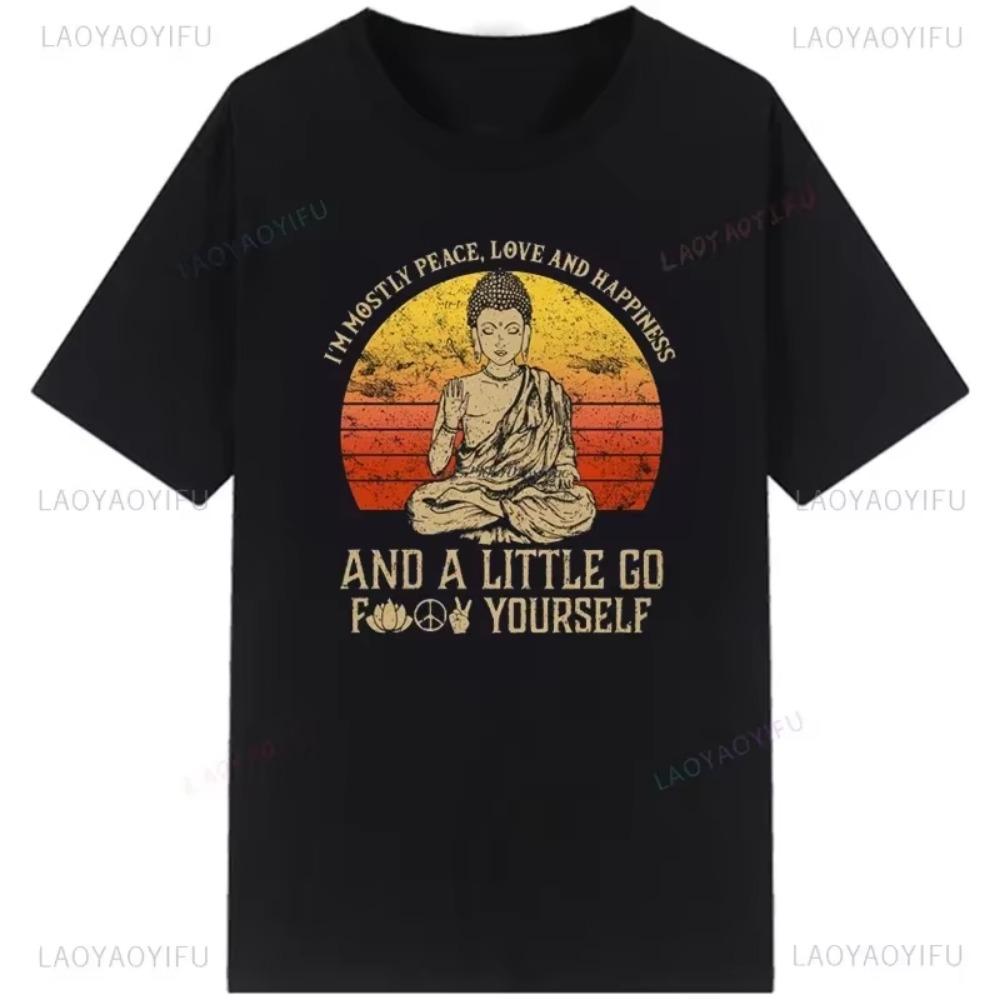 Pánské volnočasové tričko Vintage Namaste Matka Explicitní tričko Pánské s kulatým výstřihem Volné topy Hombre Letní XS-3XL Trička Roupas Masculinas