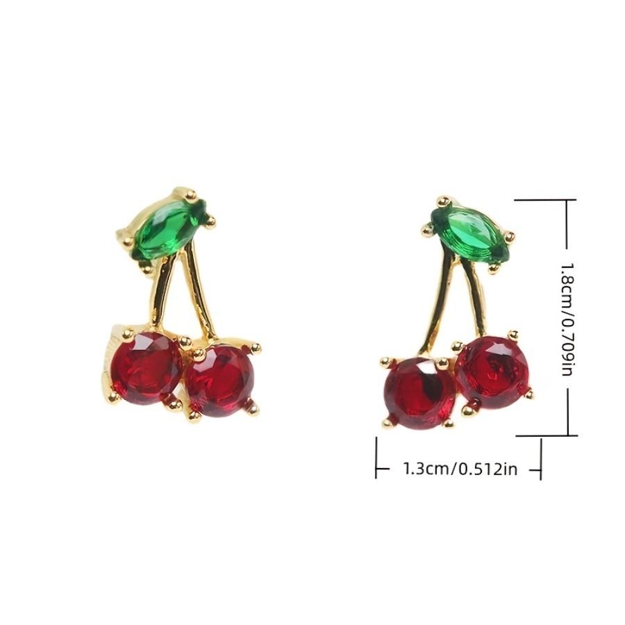 1 Pair of Early Summer New Arrival Red Cherry Stud Earrings - Charming Influencer Style Versatile Women's Fashion Ear Accessories for