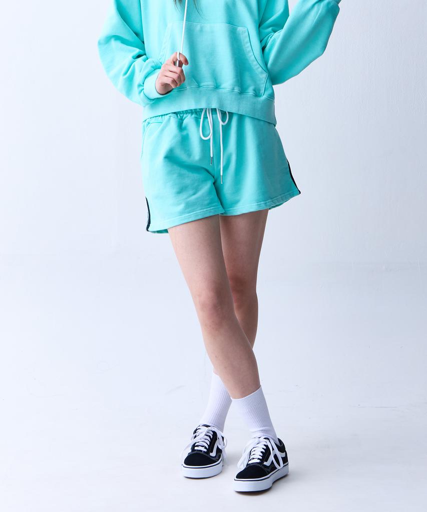 CRUSHST Slim Stripe Pigment Sweat Shorts Cool Mint