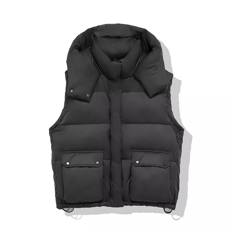 FASHION winter new hooded big pocket down  vest women's 2024 Korean version thick warm short vest winter tide Clothes