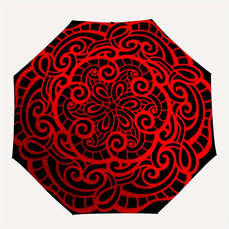 

1pc Red Black SwirlsAutomatic Folding Umbrella, Portable & Foldable Design with 8 Ribs, Casual Outdoor Accessory yy250804156