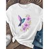 Women's Round Neck Short Sleeve T-Shirt Hummingbird Floral Print Casual Outdoor Travel Nature Lover Top