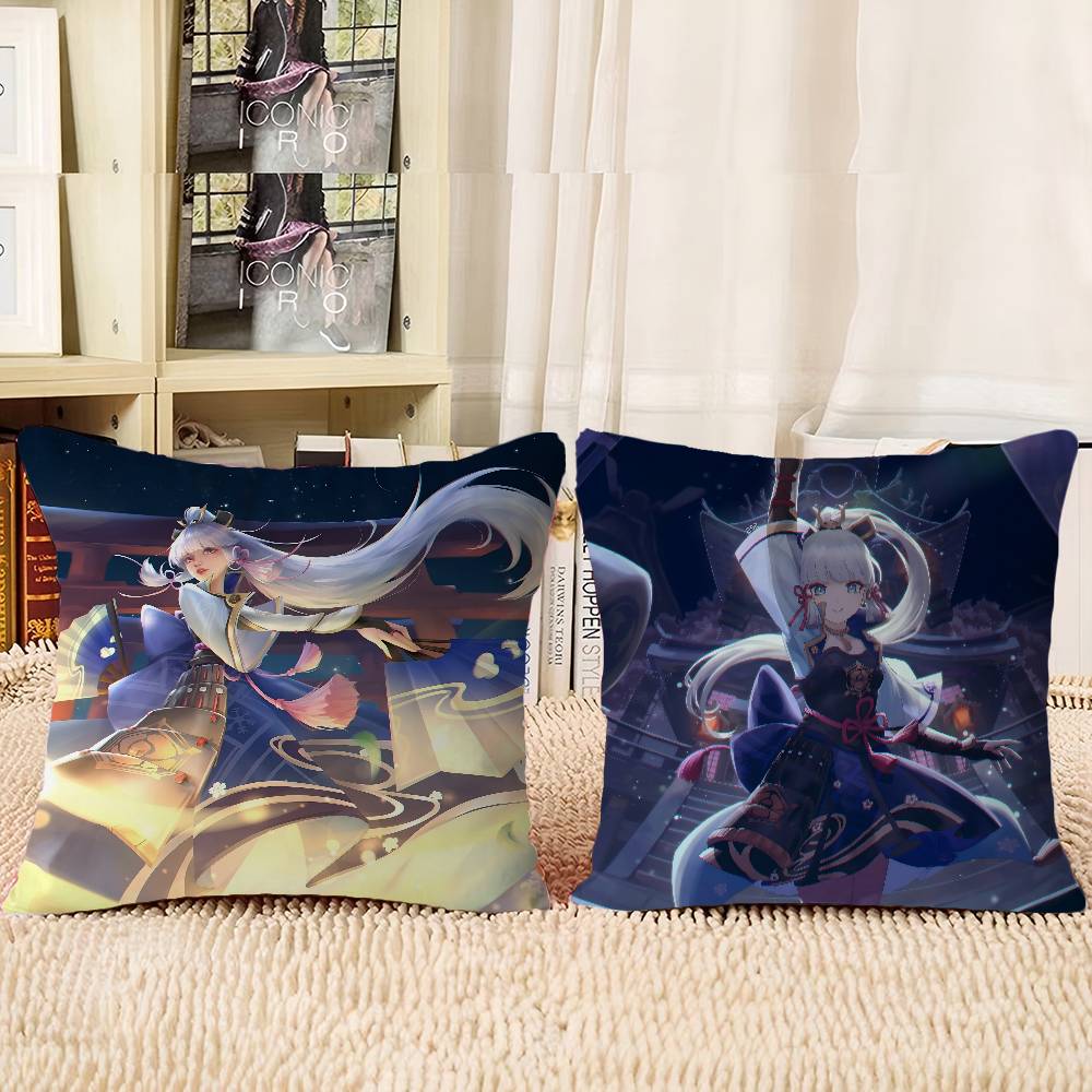 GAME Characters Kamisato Ayaka Pillow Cover For Bedroom Room And Living Room Sofa Decorative Cushion Cover
