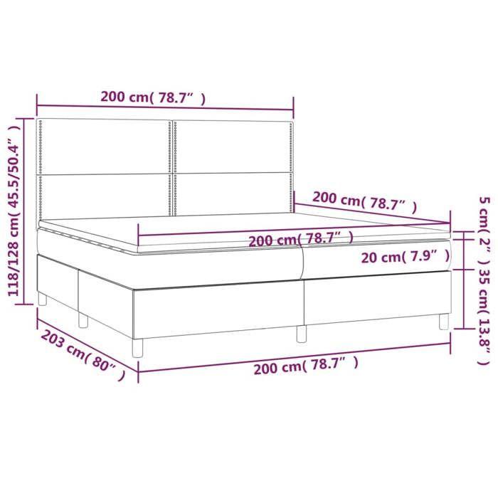 VidaXL Sommier à Lattes de Lit avec Matelas et LED, Lit Rembourré avec Tête de Lit, Lit Double, Lit Adulte de Chambre, 3135903