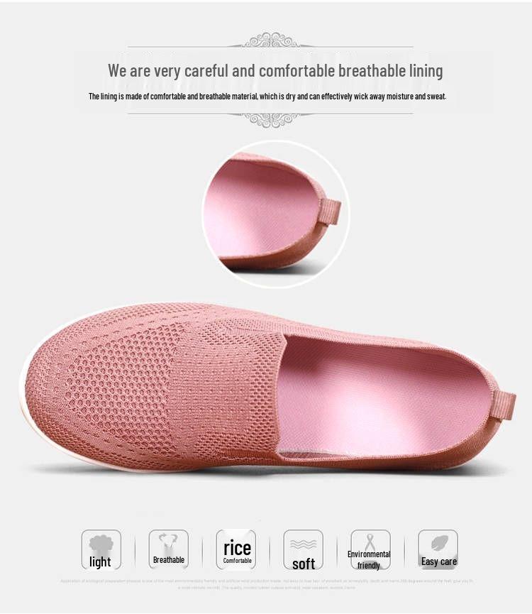 Women's Thick-Soled Air Cushion Dance Shoes - Soft, Comfortable Fly-Knit Rocker Design