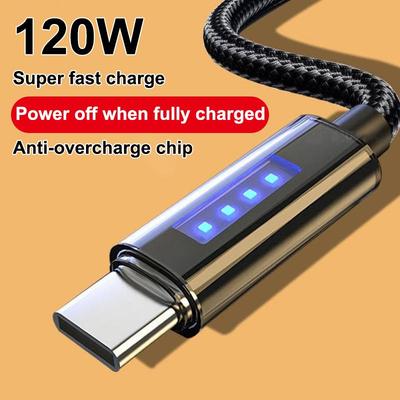 120W 6A Super Fast Charge Cable Usb Data Cord Automatically Cuts Off Power Fast Charging Cable For Samsung Oppo Xiaomi