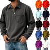 Men's Color Button Lapel Pocket Long Sleeve Top Men's Casual Fashion Long Sleeve Top