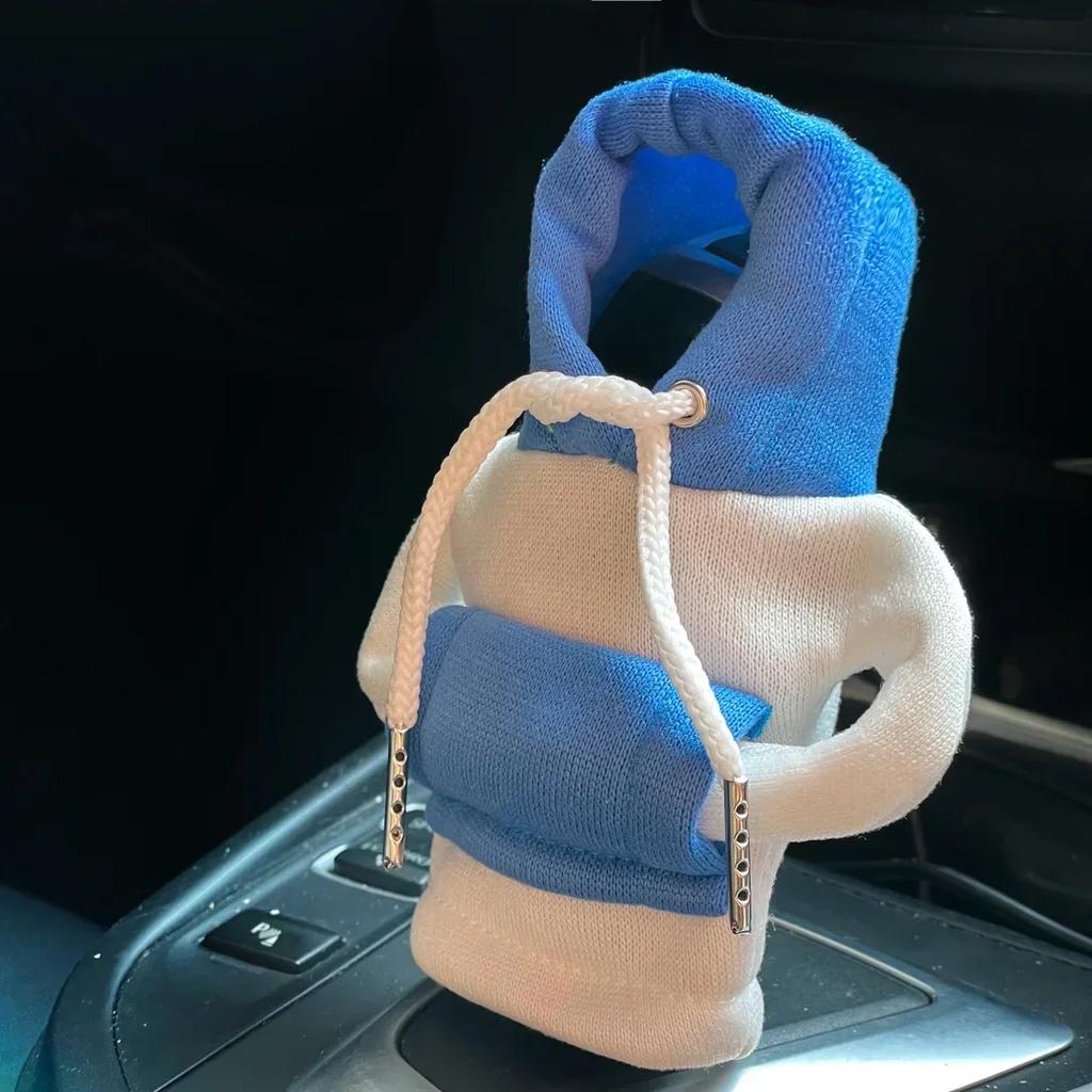Fashion Hoodie Car Cute Cartoon Gear Shift Knob Cover Gearshift Handle Gear Lever Decorative Hoodie Cover Auto Interior Accessor