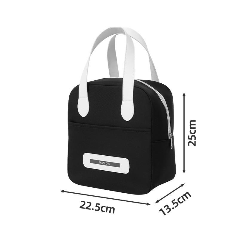 Letter Print Beenlove Solid Color Lunch Insulated Bag Portable Hand Held Bags