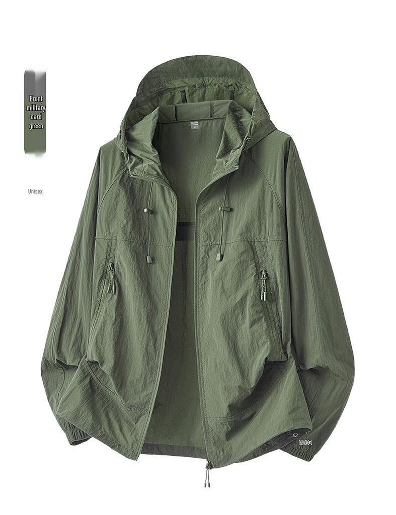 Unisex Lightweight Hooded Sun Protection Jacket - Breathable & Customizable for Outdoor Summer Activities