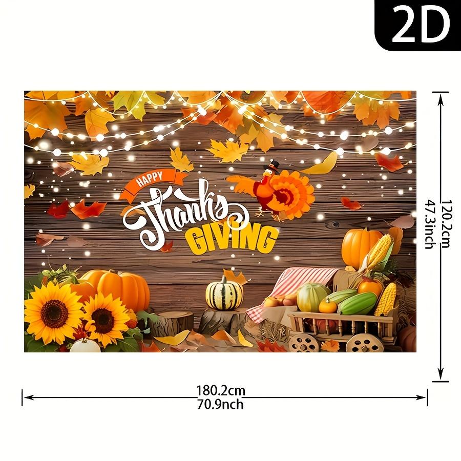 1pc 2D flat festive Thanksgiving background banner featuring pumpkins sunflowers and turkeyszyc
