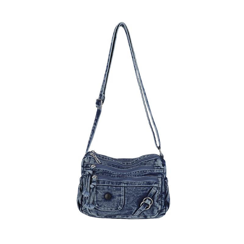 Jeans Crossbody-Tasche mit mehreren Reißverschlusstaschen, lässige Umhängetasche für Damen, für den täglichen Gebrauch und Reisen