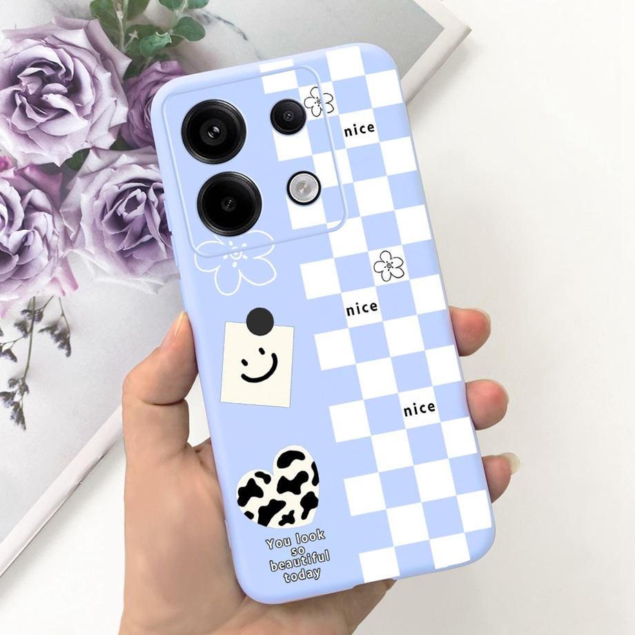 For Xiaomi Redmi Note 13 Pro 5G Phone Case Cow Print Checkered Pattern Soft Liquid Silicone Funda For Redmi Note 13 4G Pro+ Plus