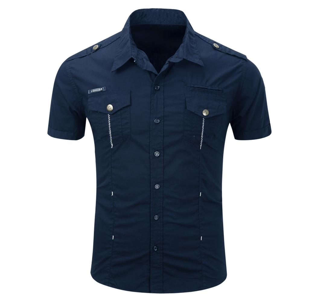 Men's Short Sleeved Shirt, Outdoor Men's Plus Size Military Workwear, All Cotton Shirt