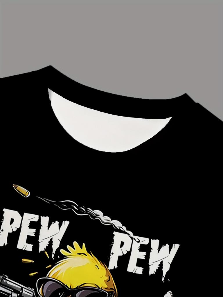 Men'S Short-Sleeve T-Shirt with a Gun And Chicken Design, Summer Top, Sailor Collar Streetwear.
