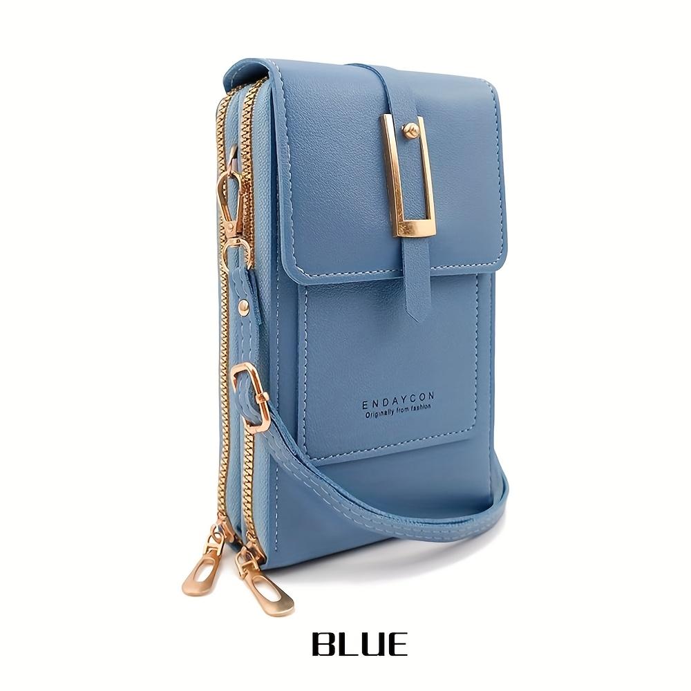 Women'S   Touchscreen Phone Pouch - Multi-Functional Multi-Layer Card Holder & Coin Purse Zipper Closure, Synthetic Faux Leather, Polyester Lining