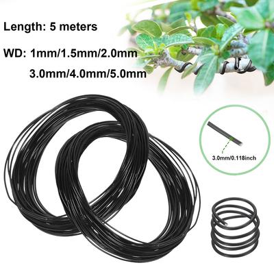Filo di alluminio nero da 1,0 mm, 1,5 mm, 2,0 mm, 3 mm, 4 mm, 5 mm in sei misure per la modellatura di vasi da giardino e piante, lunghezza 5 metri