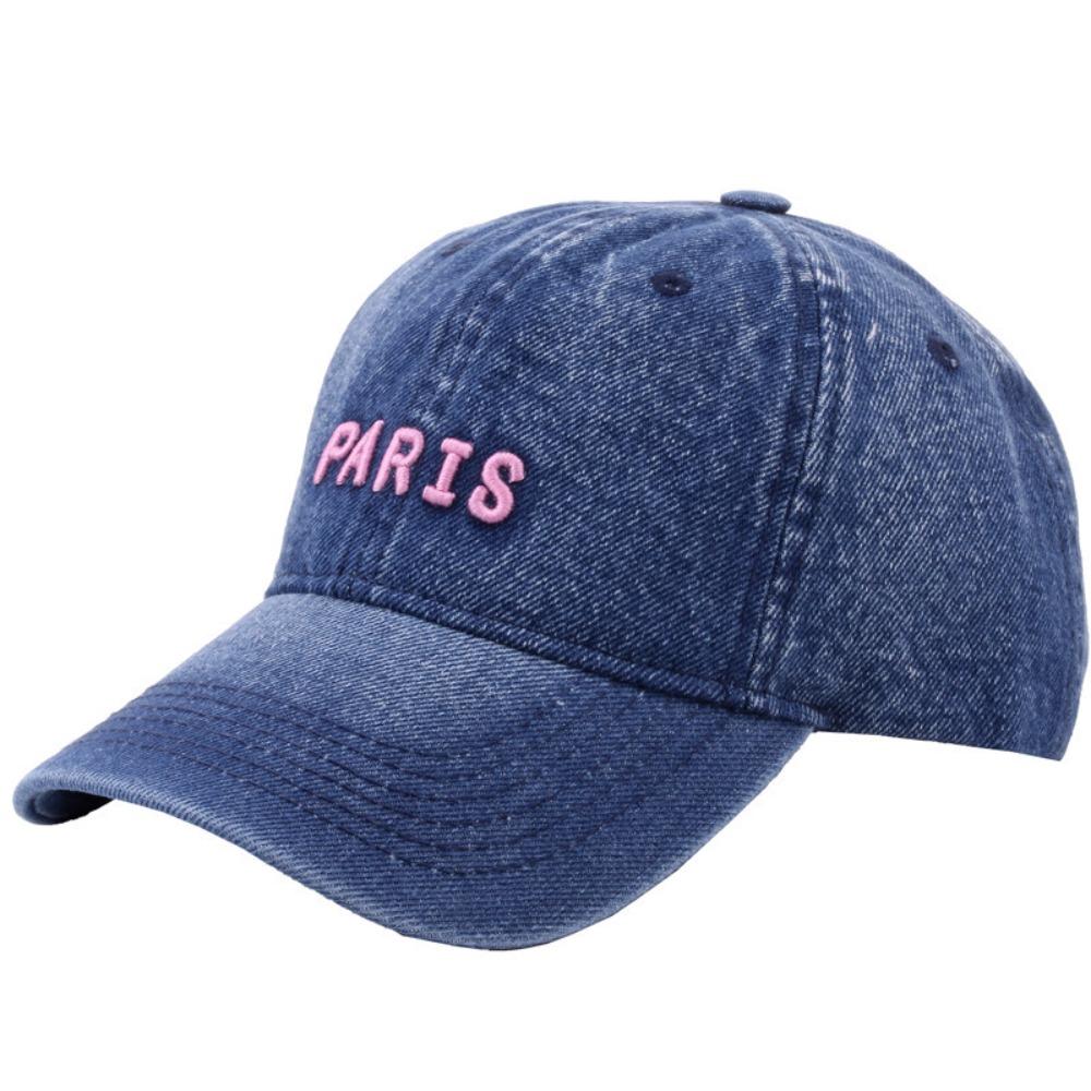Casual Letter Embroidery Hat Adjustable Peaked Cap Fashion Denim Baseball Caps  for Teenagers