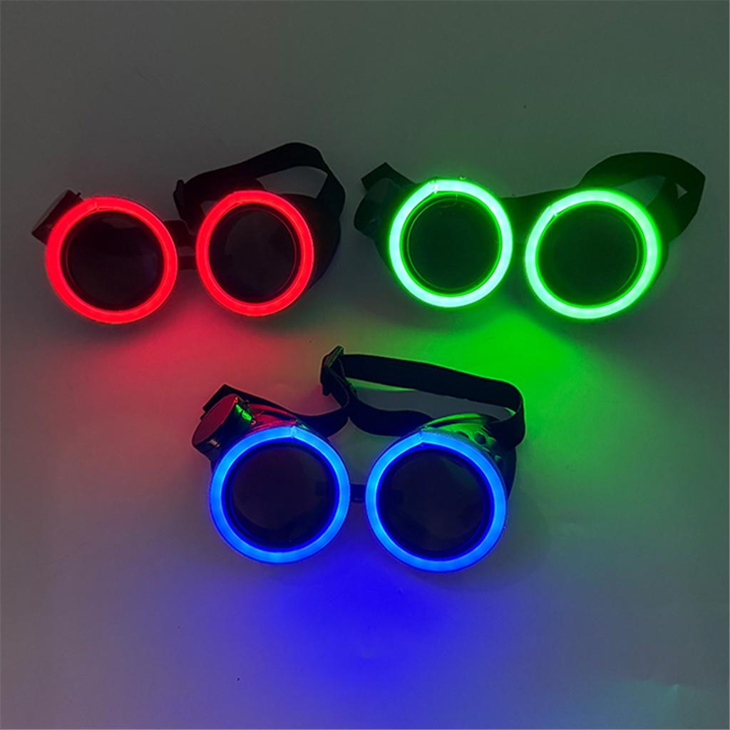 Occhiali LED Rotondi 2026 Disco Fluorescenti Festa Punk Luminosi Uomo Donna Bar Locale Notturno Occhiali al Neon Forniture per Concerti Musicali