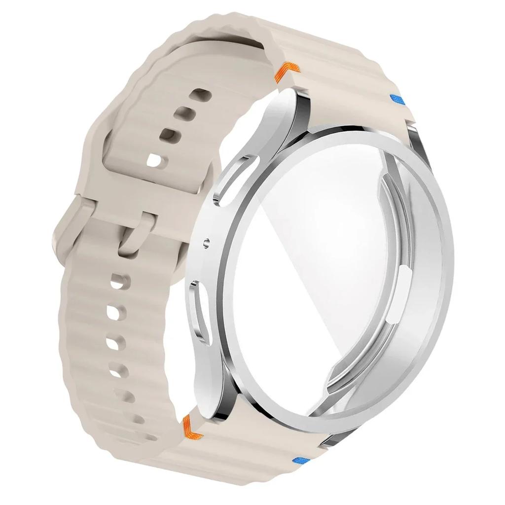 TPU Case+Strap Sports Strap for Samsung Galaxy 7 6 4 5 40mm 44MM Original Silicone Bracelet Soft TPU Case Glass Protective Cover