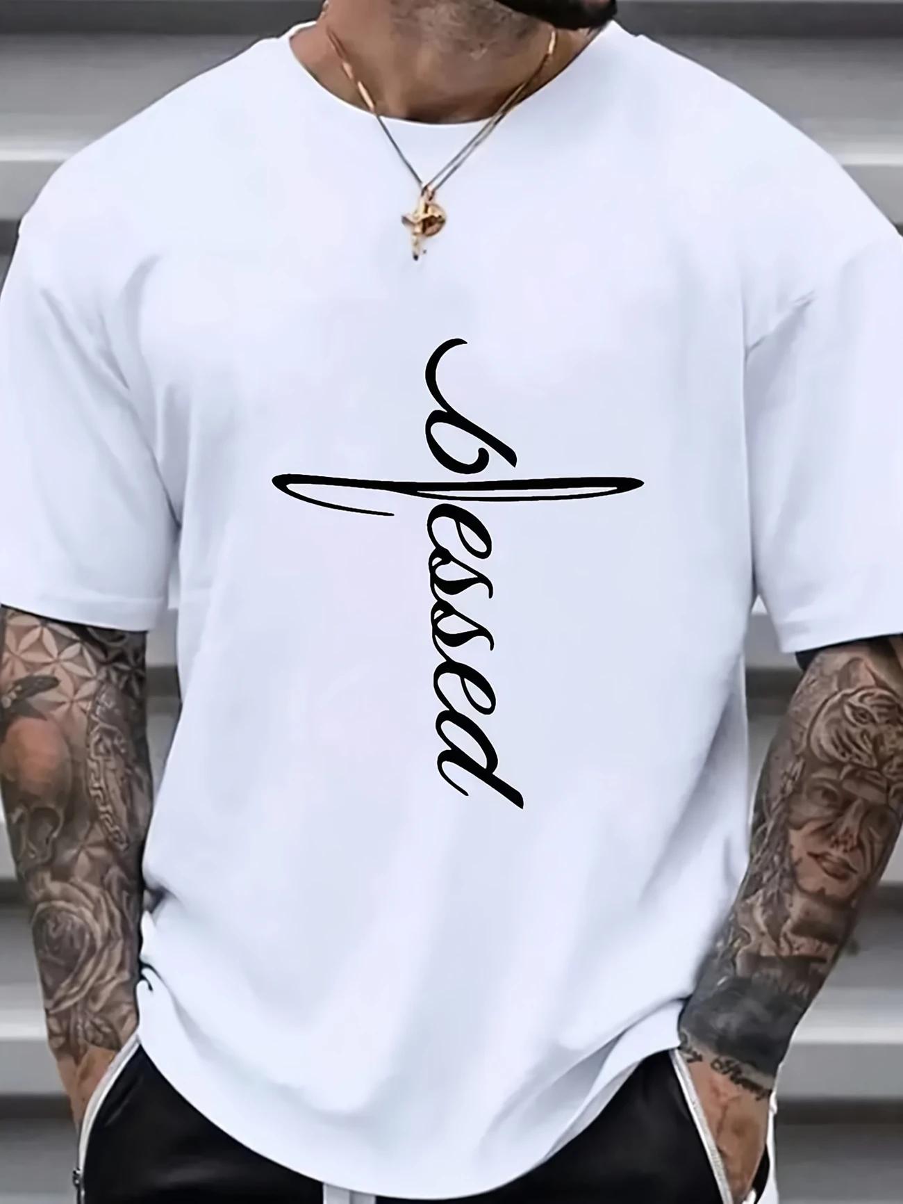 Fashion pattern Tshirt  100 cotton simple mens clothing breathable and versatile Tshirt S