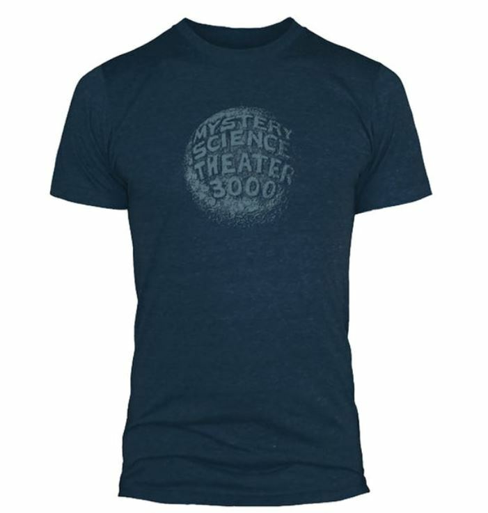 New: Blue Heather MYSTERY SCIENCE THEATER 3000 Live Moon Logo T-shirt MST3K XL
